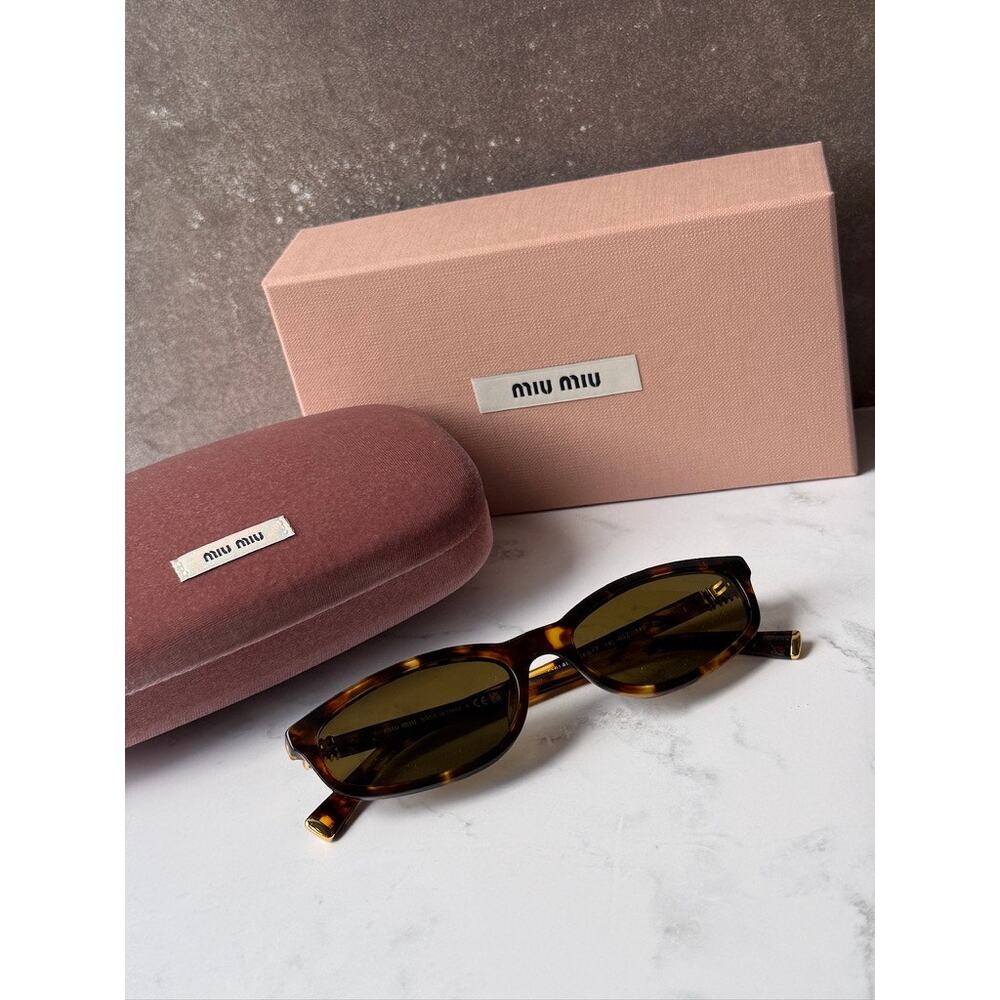 NEW Miu Miu MU A06S Havana Brown Sunglasses $518 - Picture 2 of 8